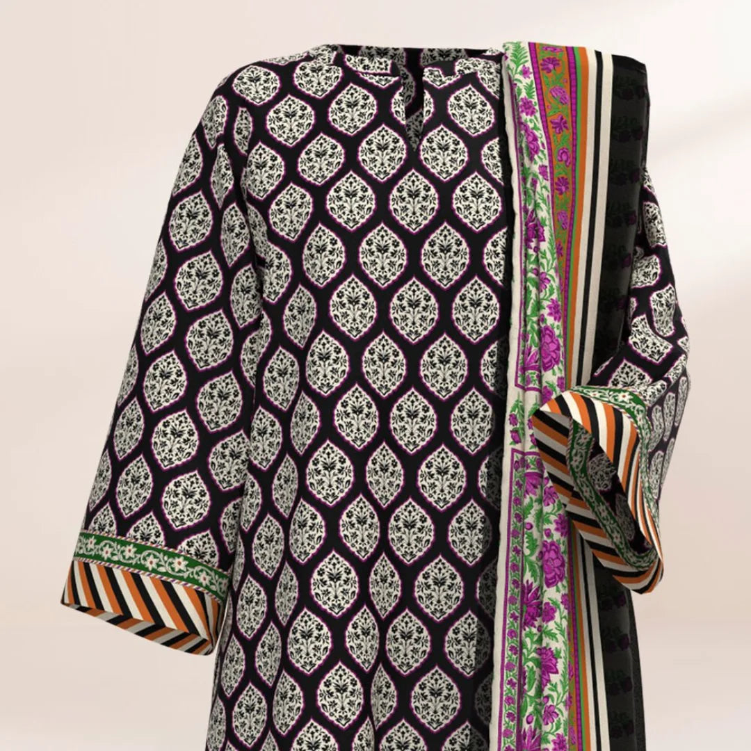Saphire original 3 piece lawn suit with voil Dupatta