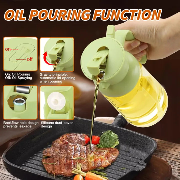 2 IN 1 oil spray bottle Oil Dispenser Bottle for Kitchen, 2 in 1