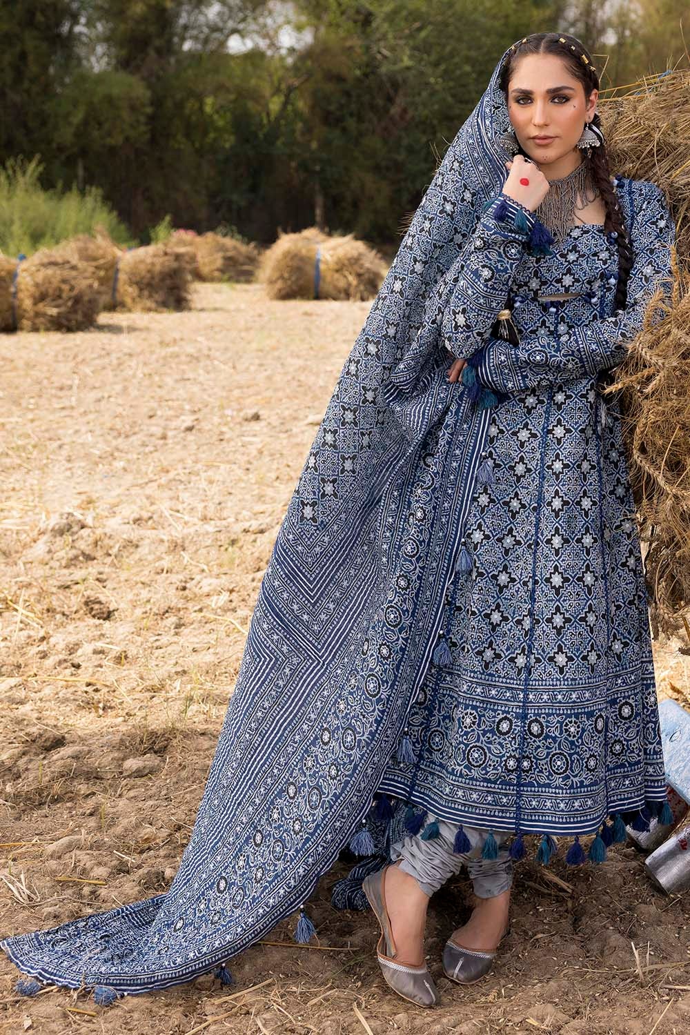 3 Piece Unstitched Silver Printed Lawn