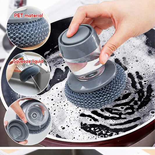 Kitchen Soap Dispensing Palm Brush – Automatic Filling Dish Scrubber۔