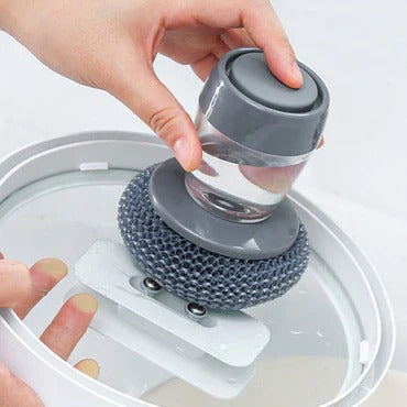 Kitchen Soap Dispensing Palm Brush – Automatic Filling Dish Scrubber۔