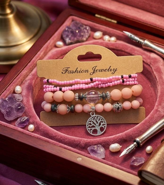 Pink color Beaded Bracelet for Girls