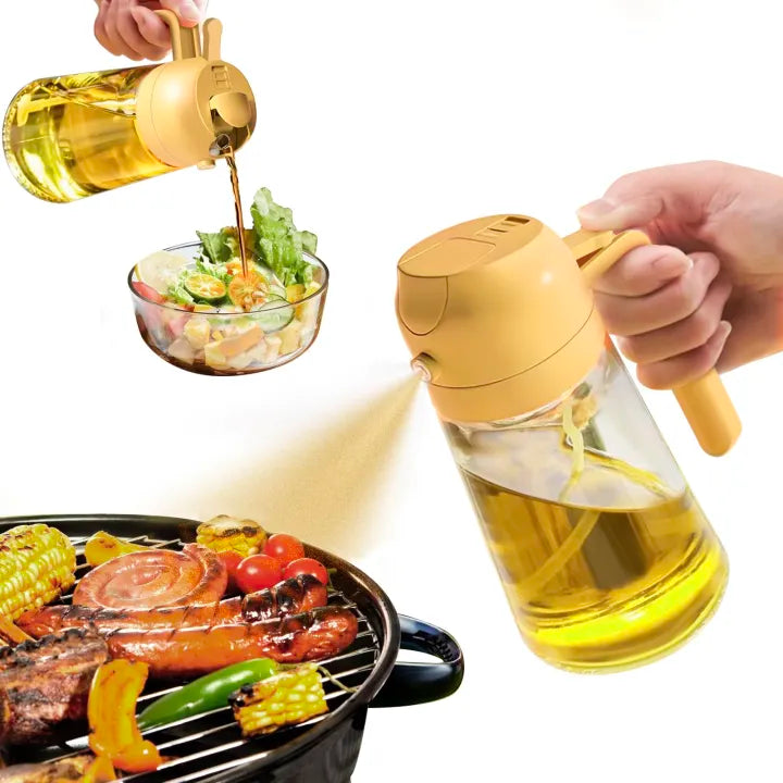 2 IN 1 oil spray bottle Oil Dispenser Bottle for Kitchen, 2 in 1