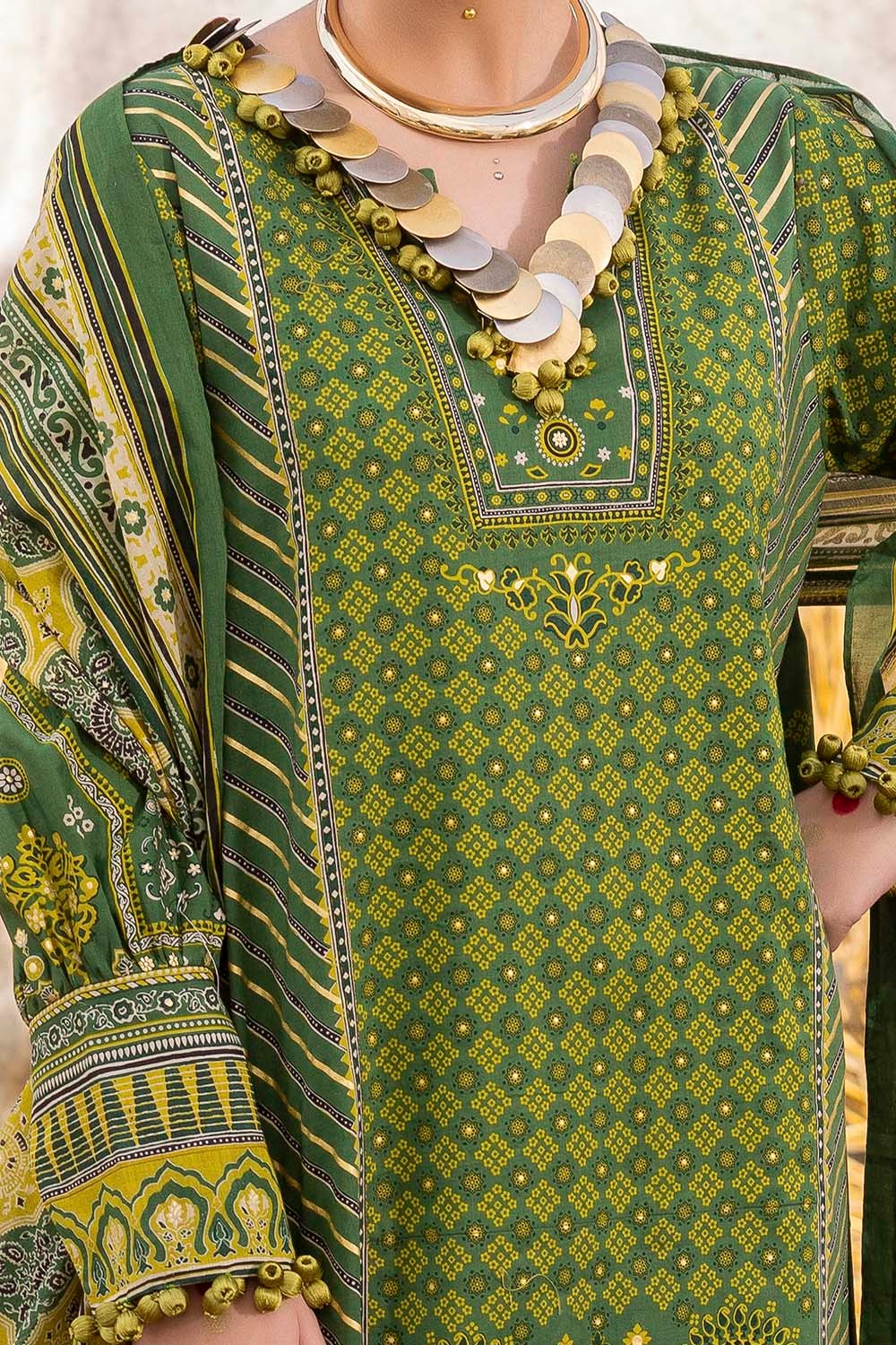 3 Piece Unstitched Gold Printed Lawn Suit CL-52635 Hurry only 1 ite